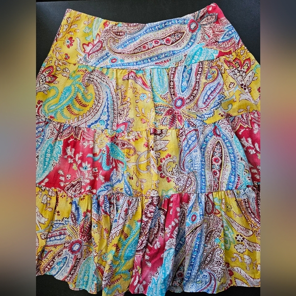 NWT - Linen - Lauren Ralph Lauren Cotton Lined Boho Skirt - Size L - Picture 1 of 8
